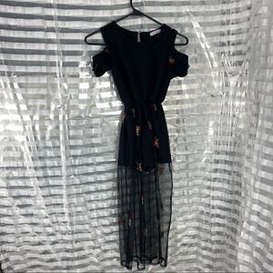I Love Pinc Romper With Sheer Rose Adorned Overlay